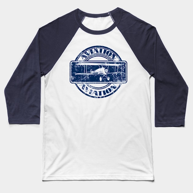 Vintage Aviation Badge Baseball T-Shirt by Packrat